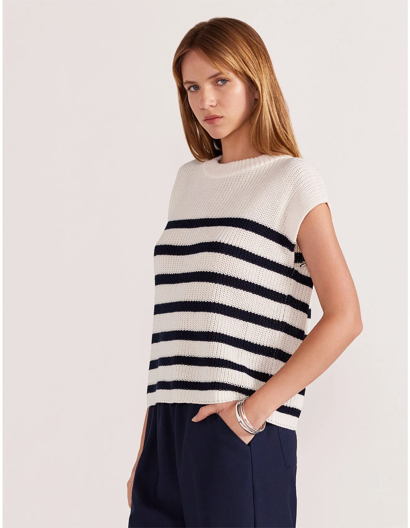 STAPLE THE LABEL Sundown Stripe Knit Cream/Navy