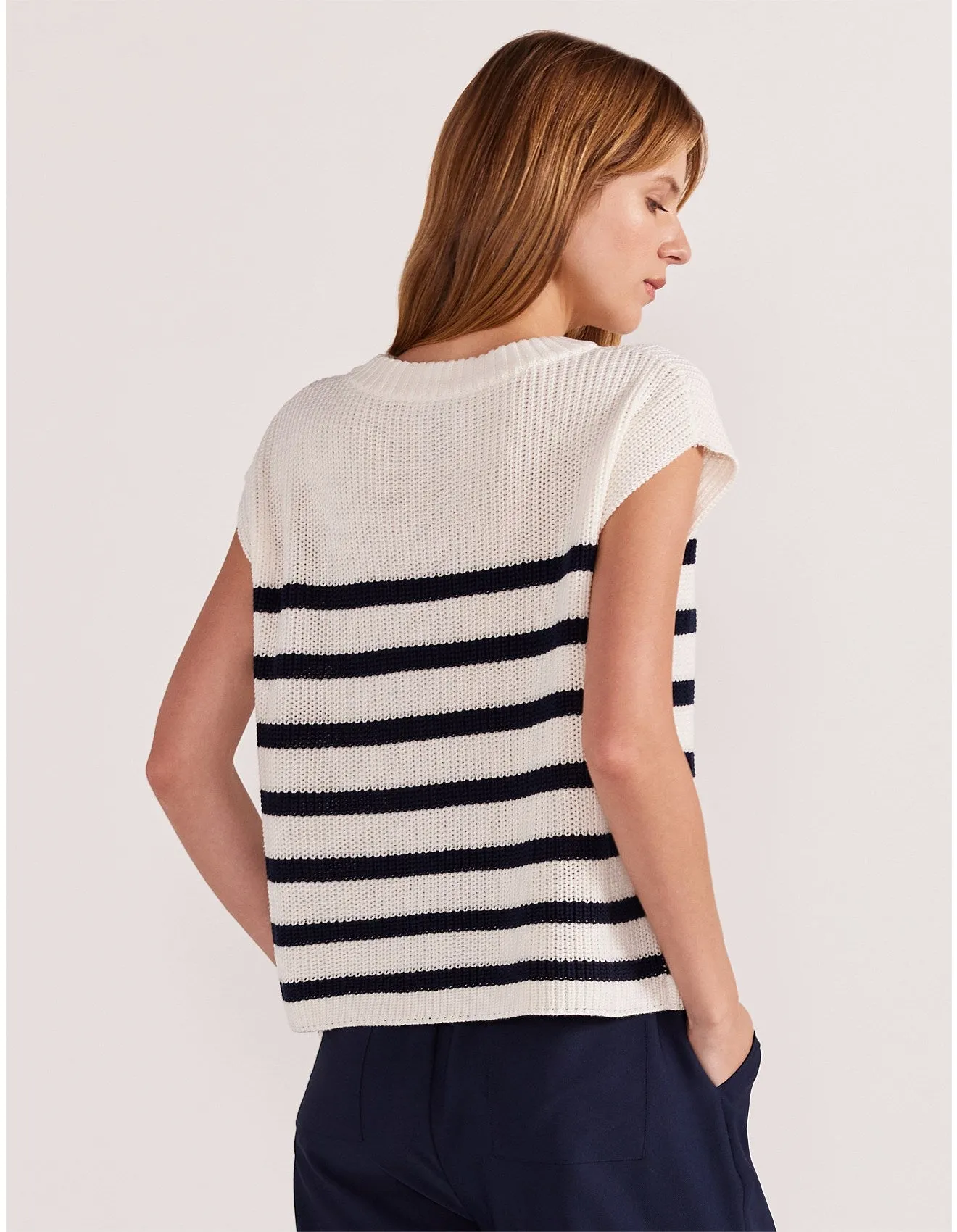 STAPLE THE LABEL Sundown Stripe Knit Cream/Navy