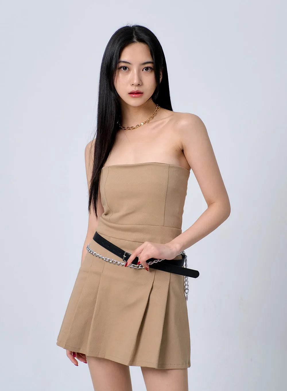 Strapless Pleated Mini Dress BJ331