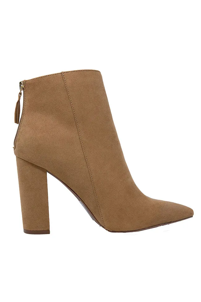 Tamera Brown Suede Pointed Toe Booties FINAL SALE