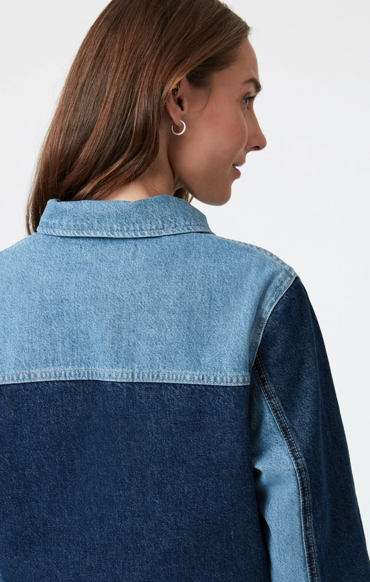 TANYA DENIM JACKET IN MIX BLUE BLOCKING