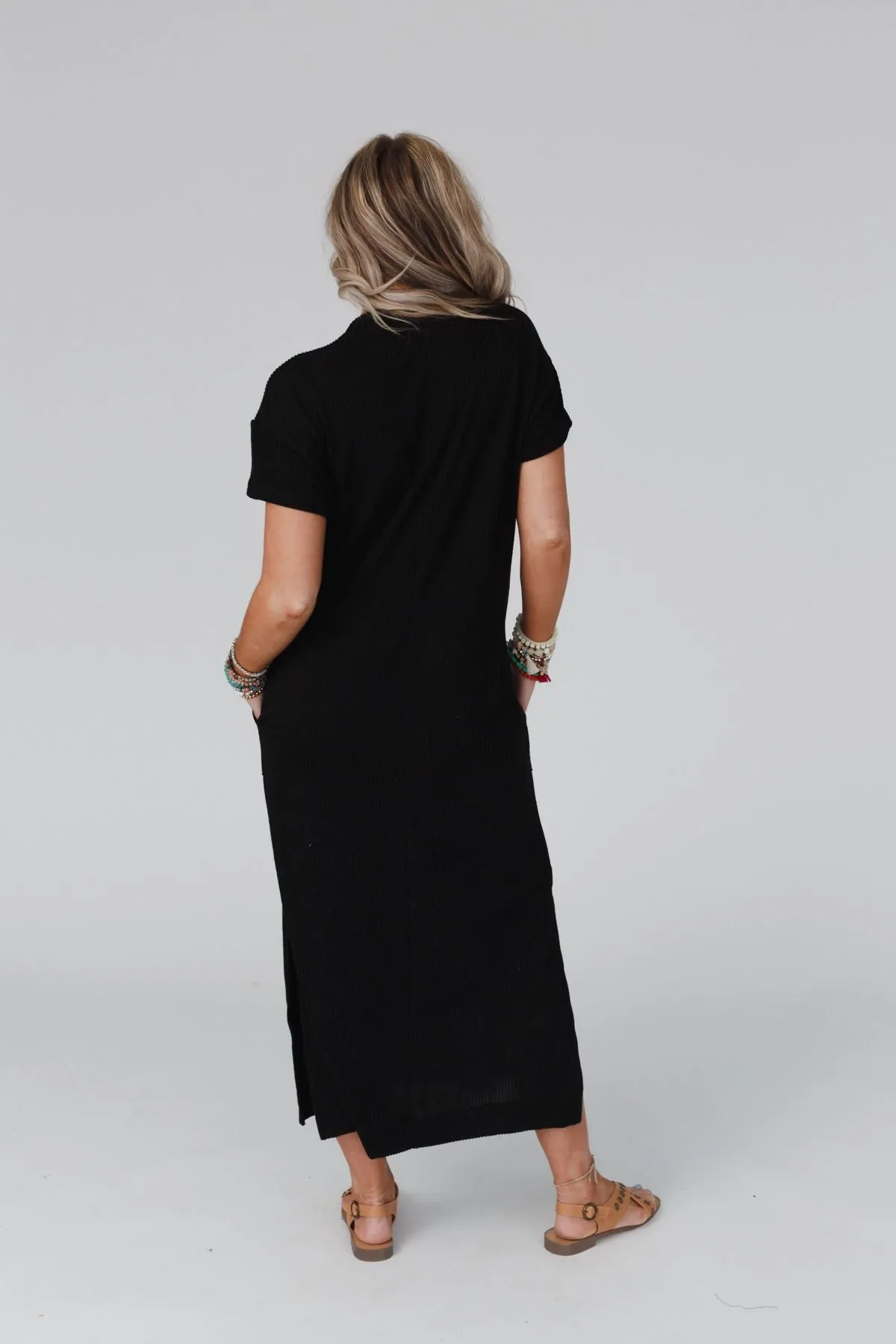 The Nest Easy Days Maxi Slit Tee Dress - Black