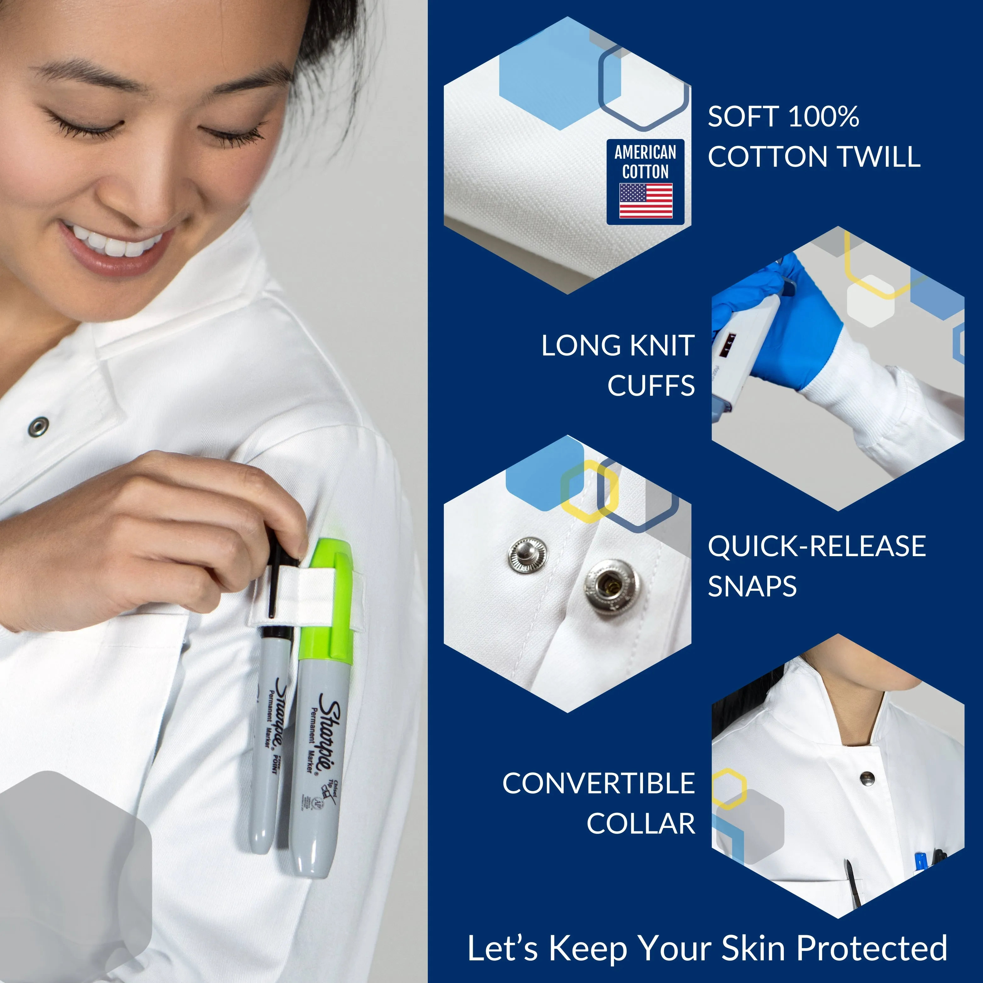 The "Curie" Women's Cotton Lab Coat (Gen 2)