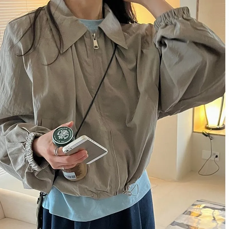 Thin Loose Fit Casual Cropped Sports Windbreaker