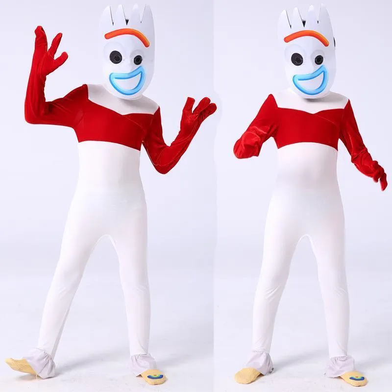 Toy Story 4 Forky Cosplay Costume Elastic Zentai Jumpsuit for Kids