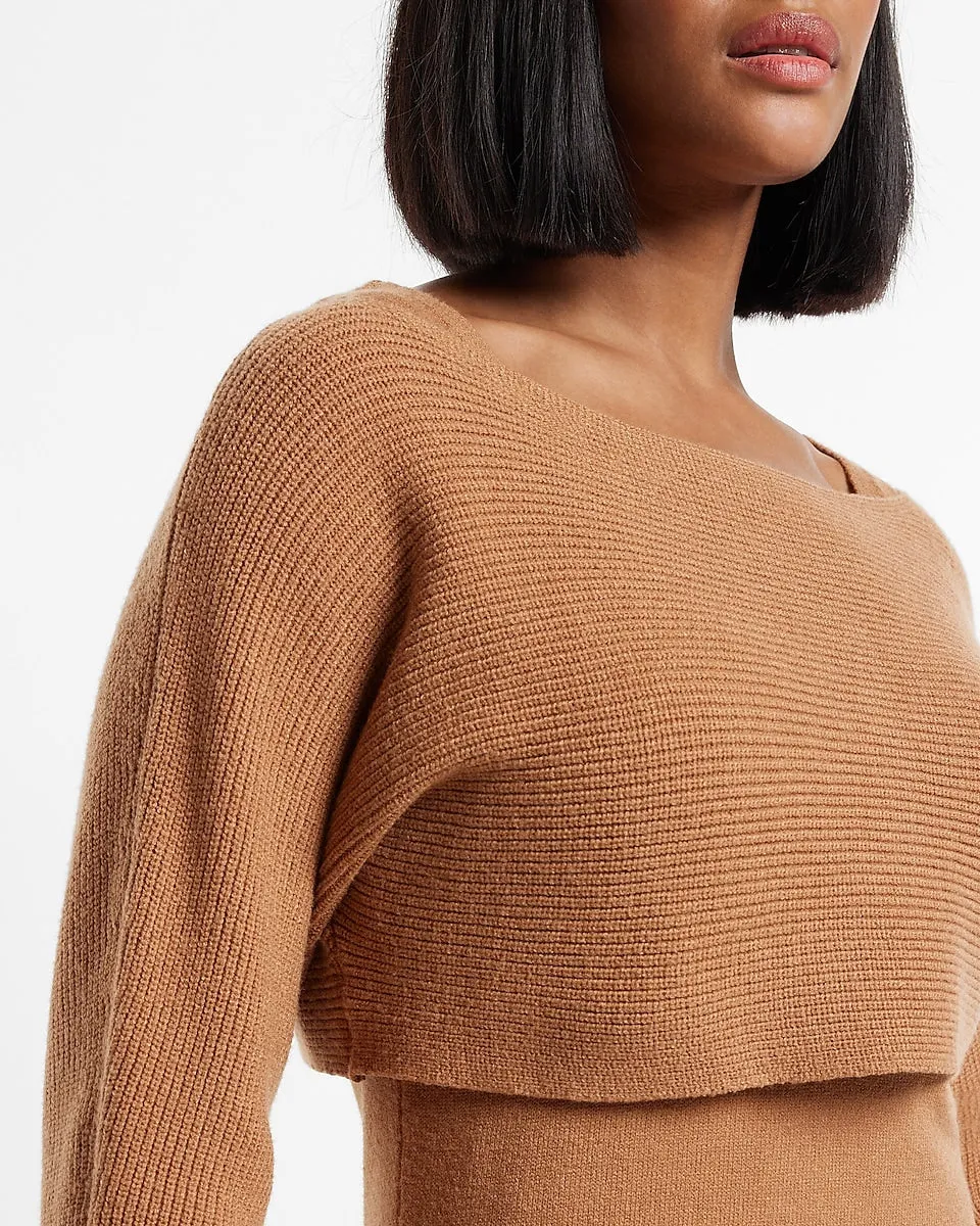 Two Piece Sweater Midi Dress in Butterscotch