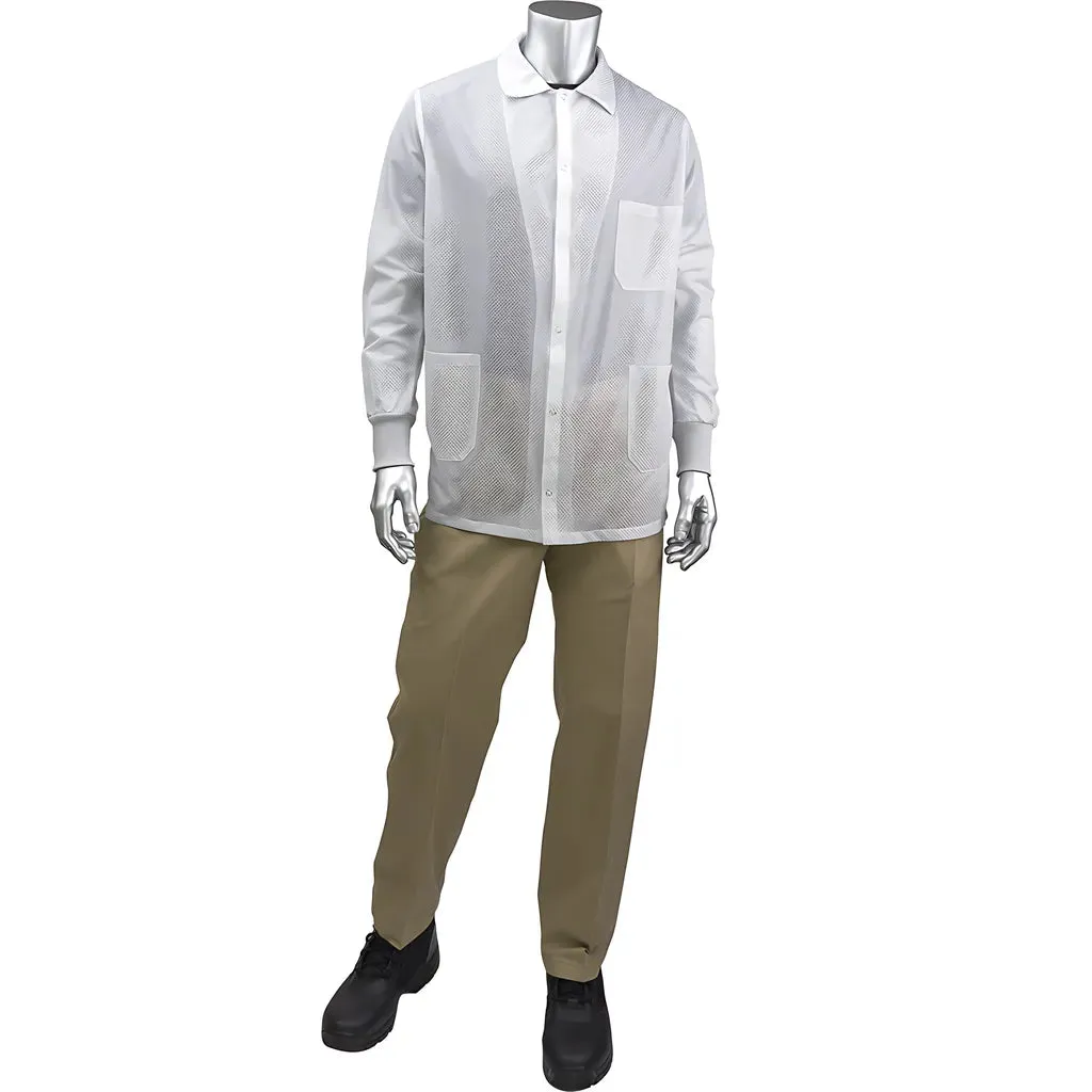 Uniform Technology BR49AC-44WH-5XL StatStar Short ESD Labcoat - ESD Knit Cuff