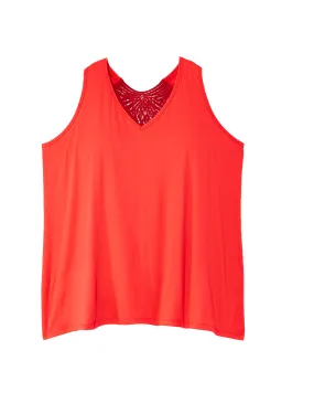 Valerian Tank with Crochet Details | Coral