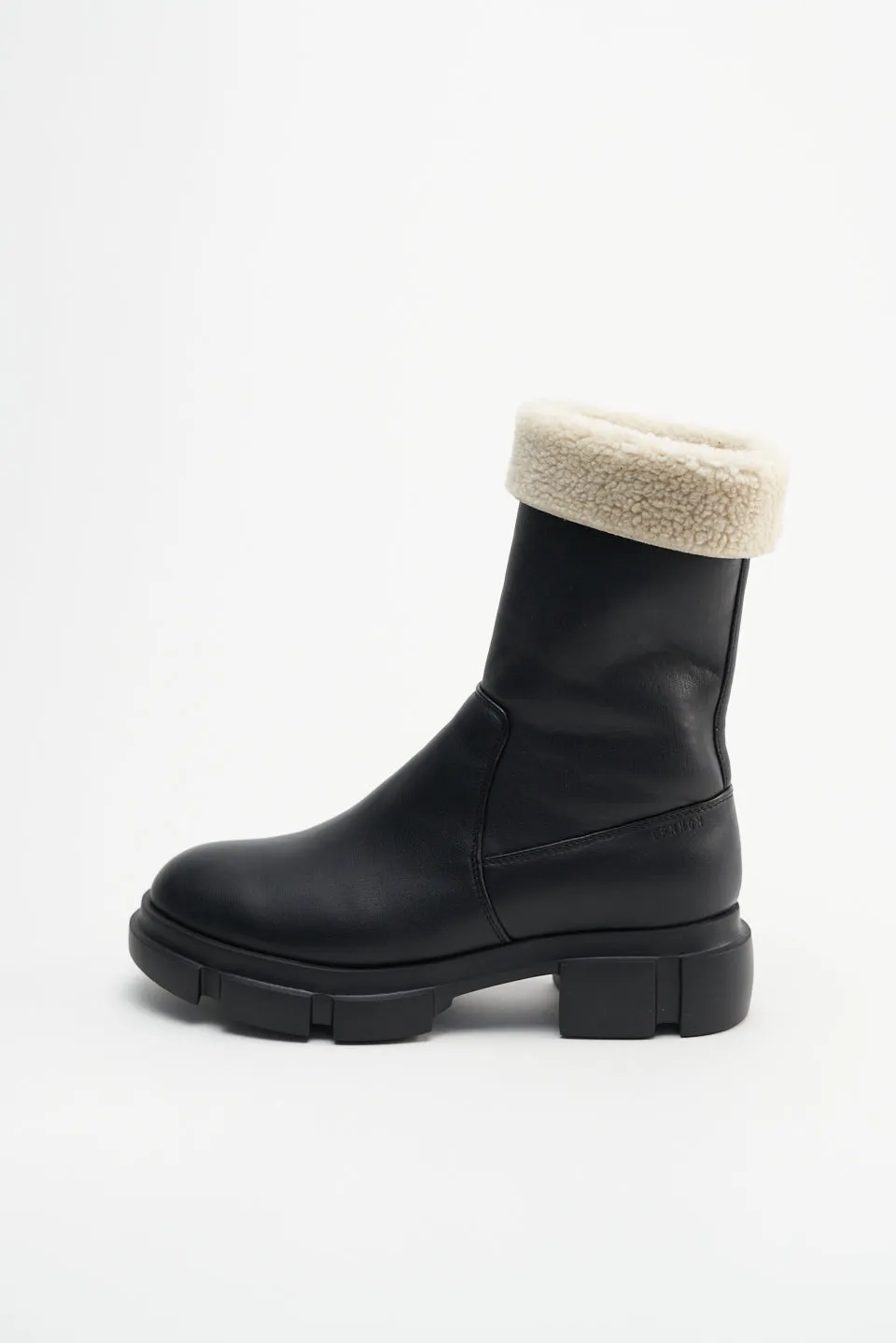 Vegan Teddy Nappa Black Ankle Boots