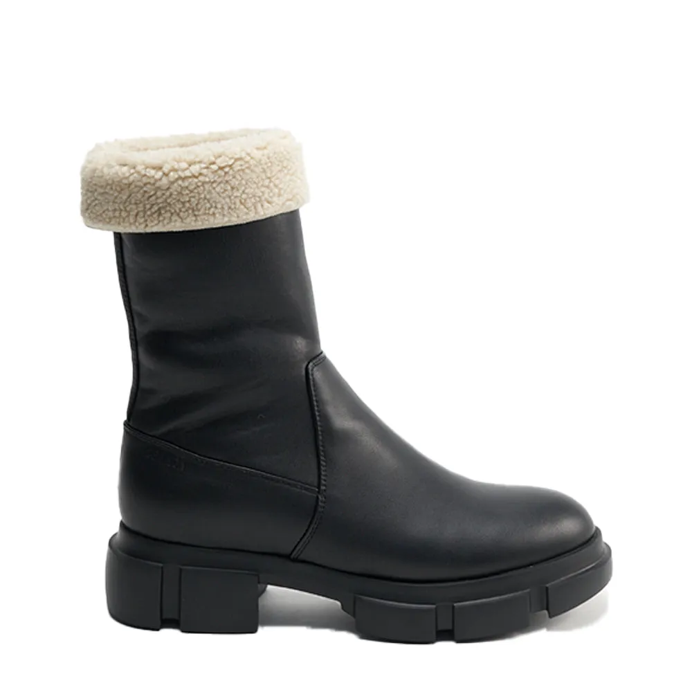 Vegan Teddy Nappa Black Ankle Boots