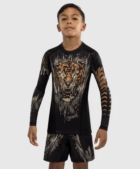 Venum Tiger Kids Long Sleeve Rashguard - Black/Neon Orange