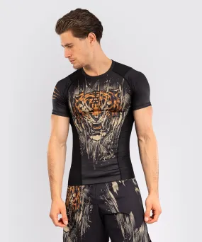 Venum Tiger Men's Short Sleeve Rashguard - Black/Neon Orange