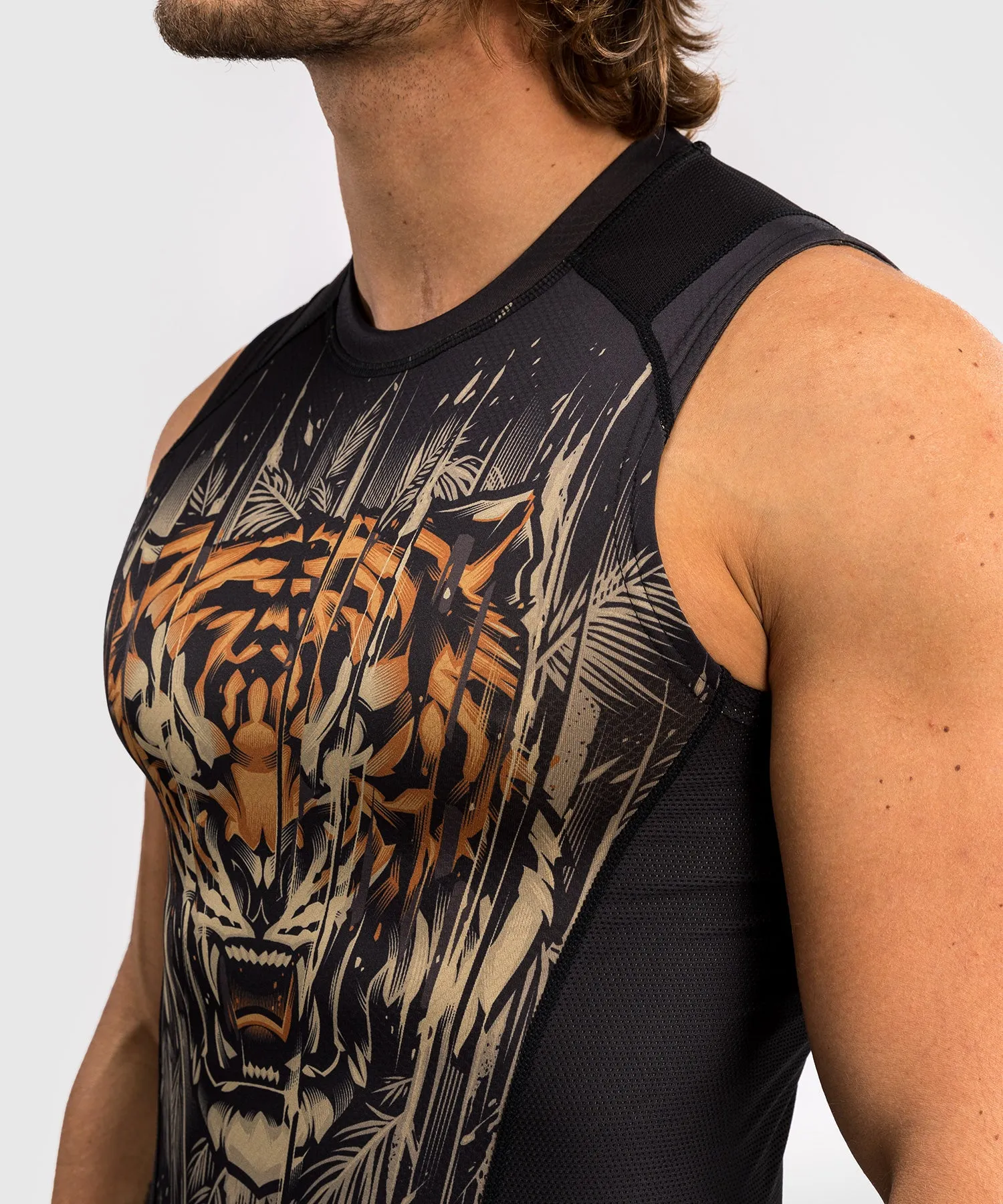 Venum Tiger Men's Sleeveless Rashguard - Black/Neon Orange