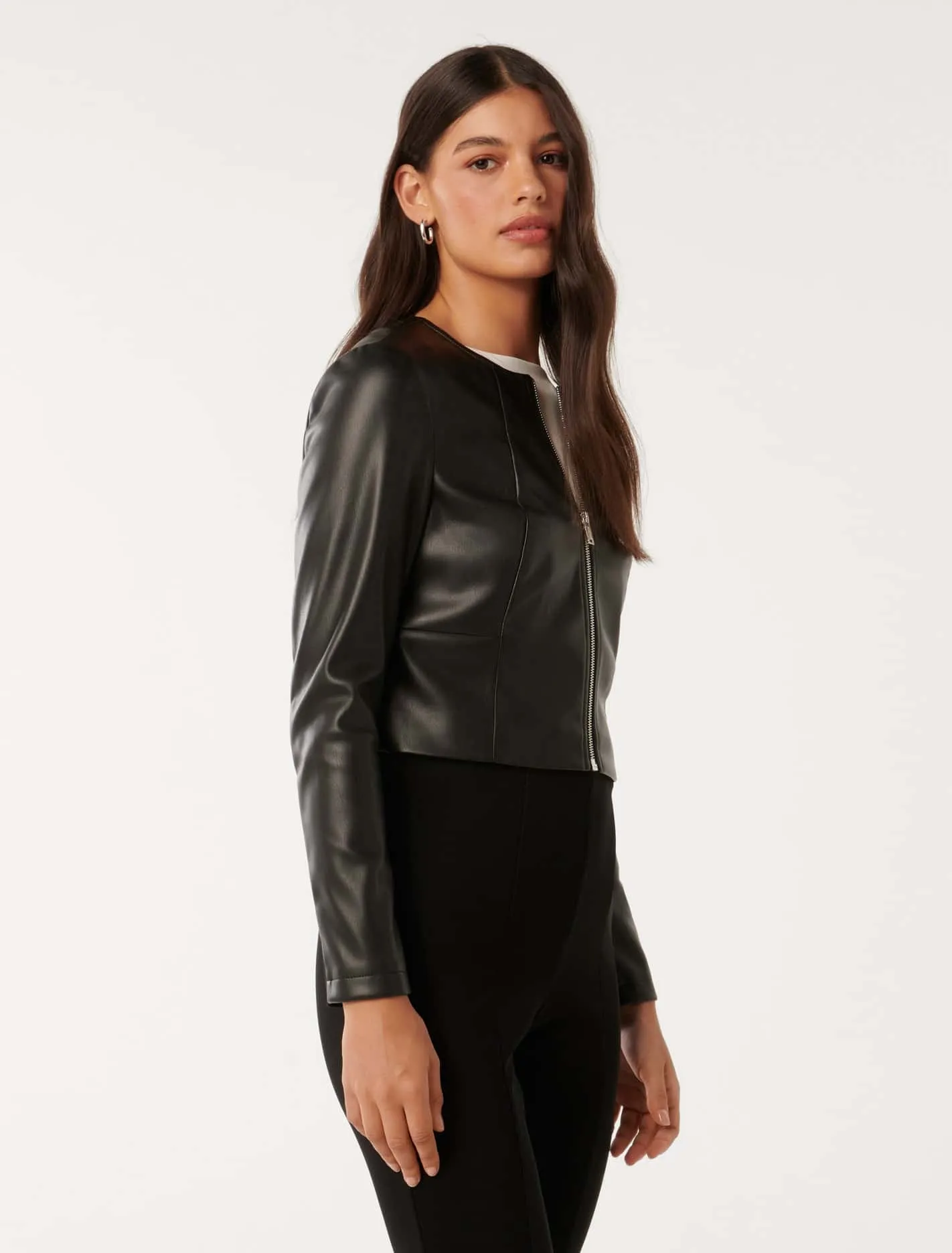 Vikki Collarless Pu Jacket