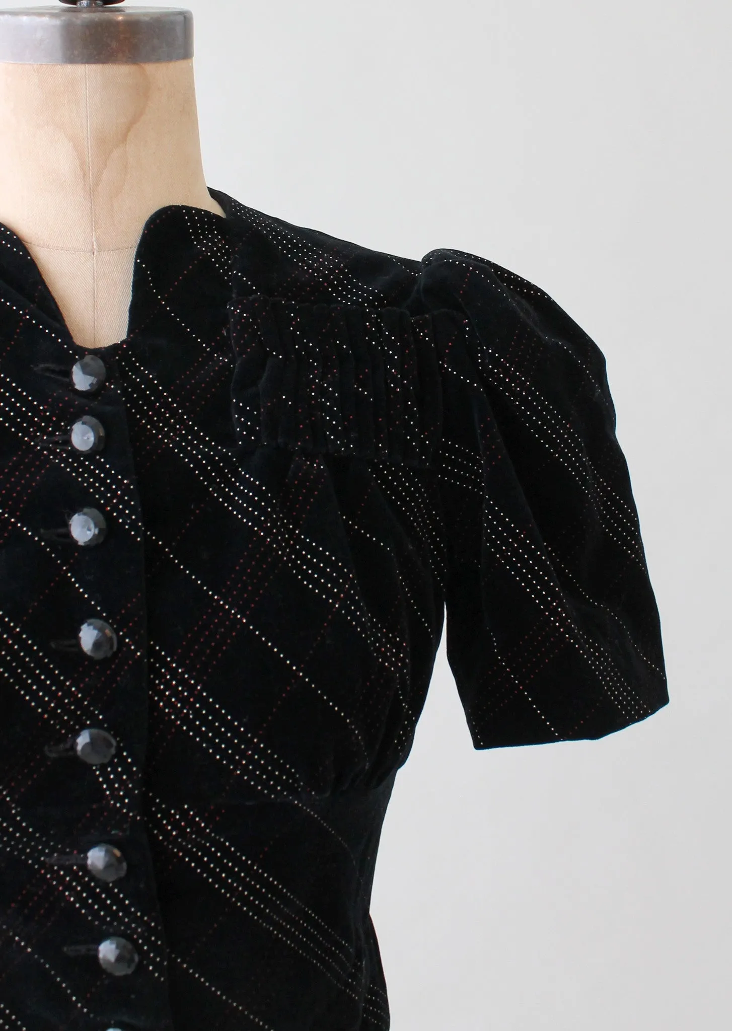 Vintage 1930s Stitched Striped Velvet Cropped Jacket Top