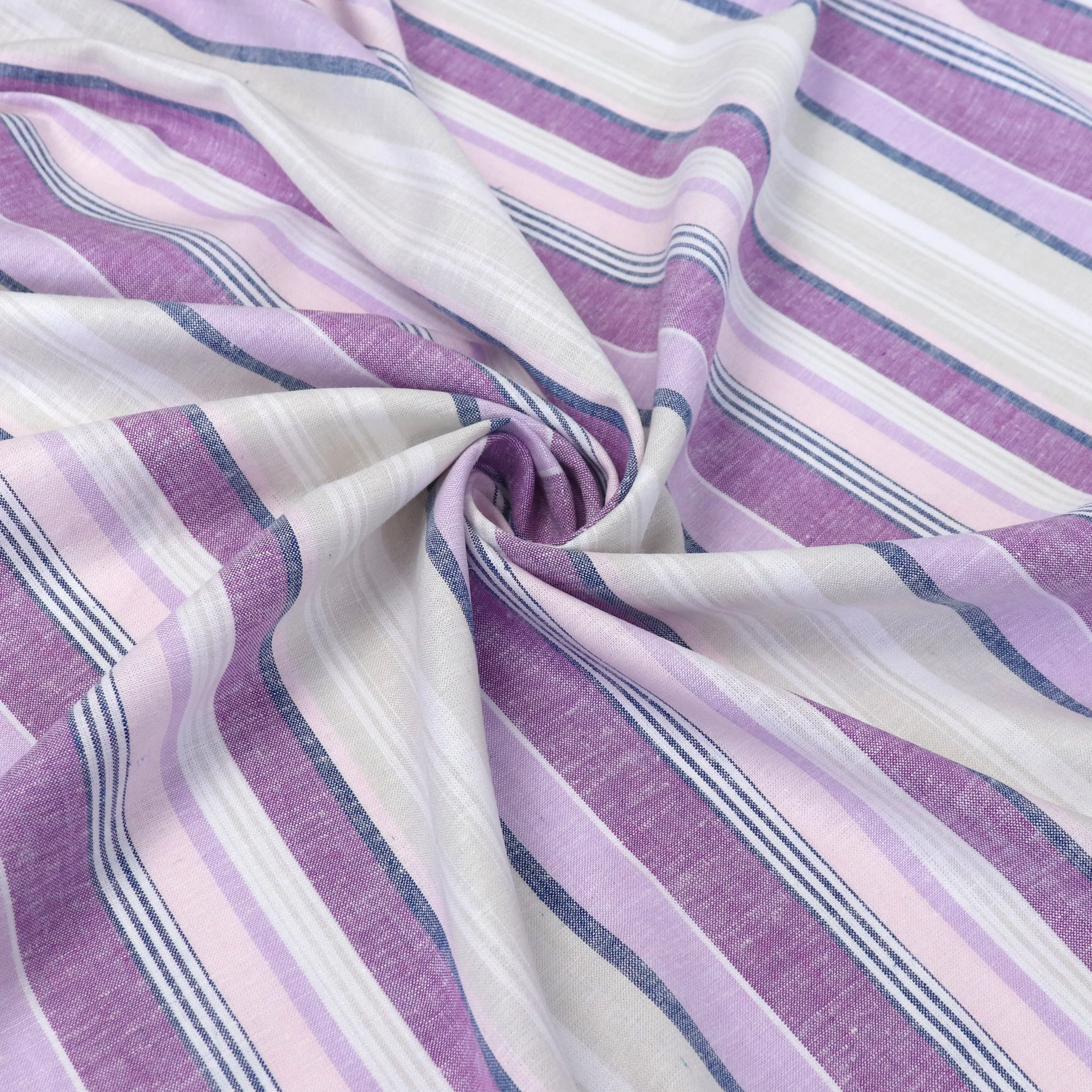 Viscose Linen - Stripe - Purples - END OF BOLT 160cm