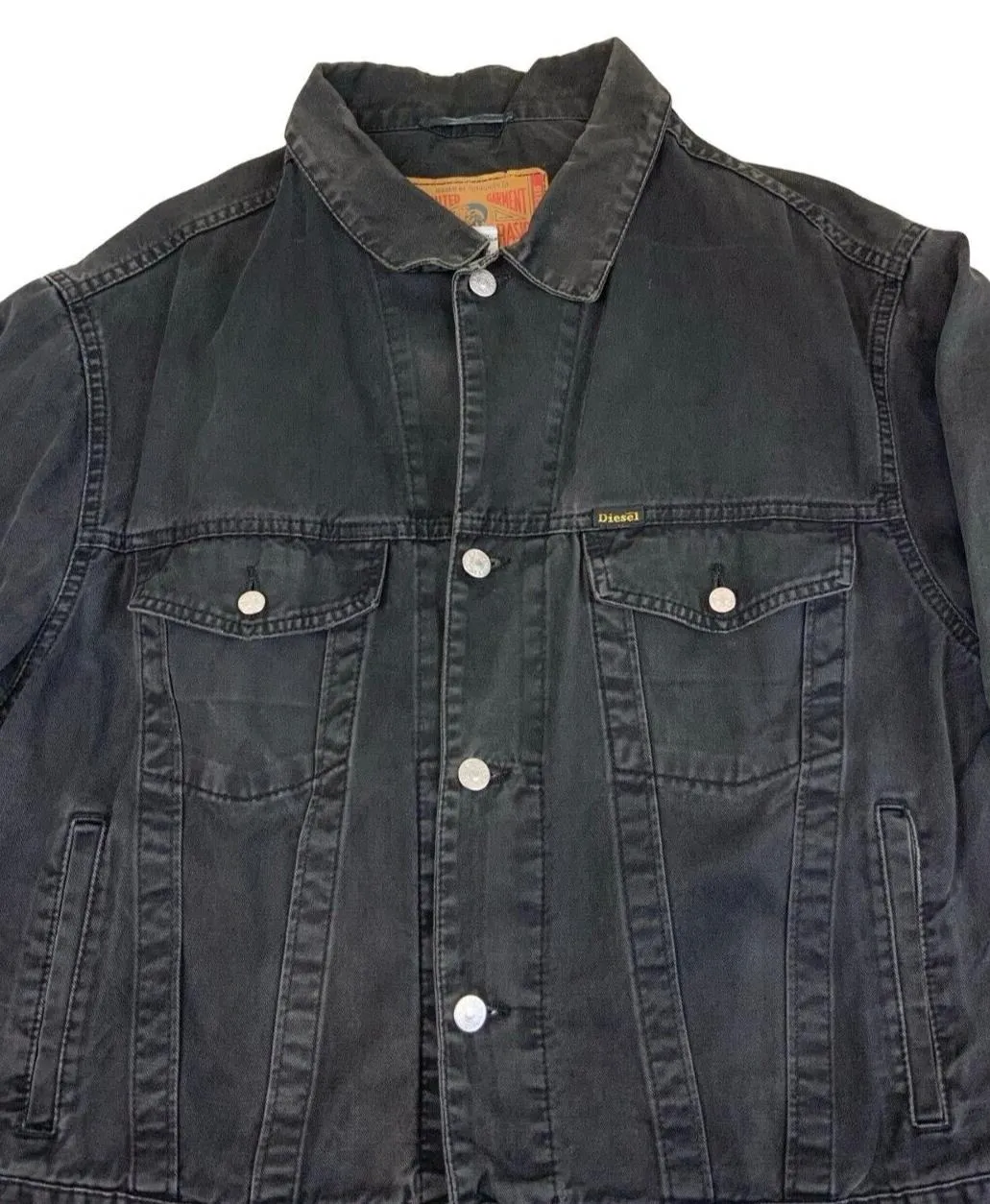 VTG 90s BLACK DIESEL BUTTON UP DENIM JACKET SIZE L