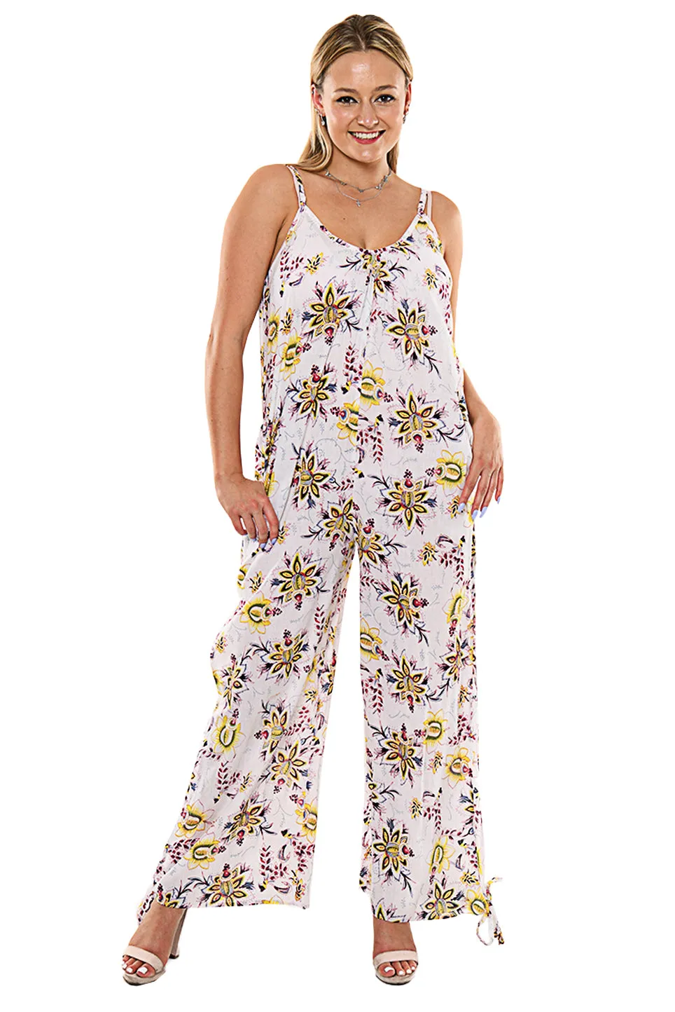 Wide Leg Spaghetti Strap Jumpsuit with Side Slits - LCJ1359