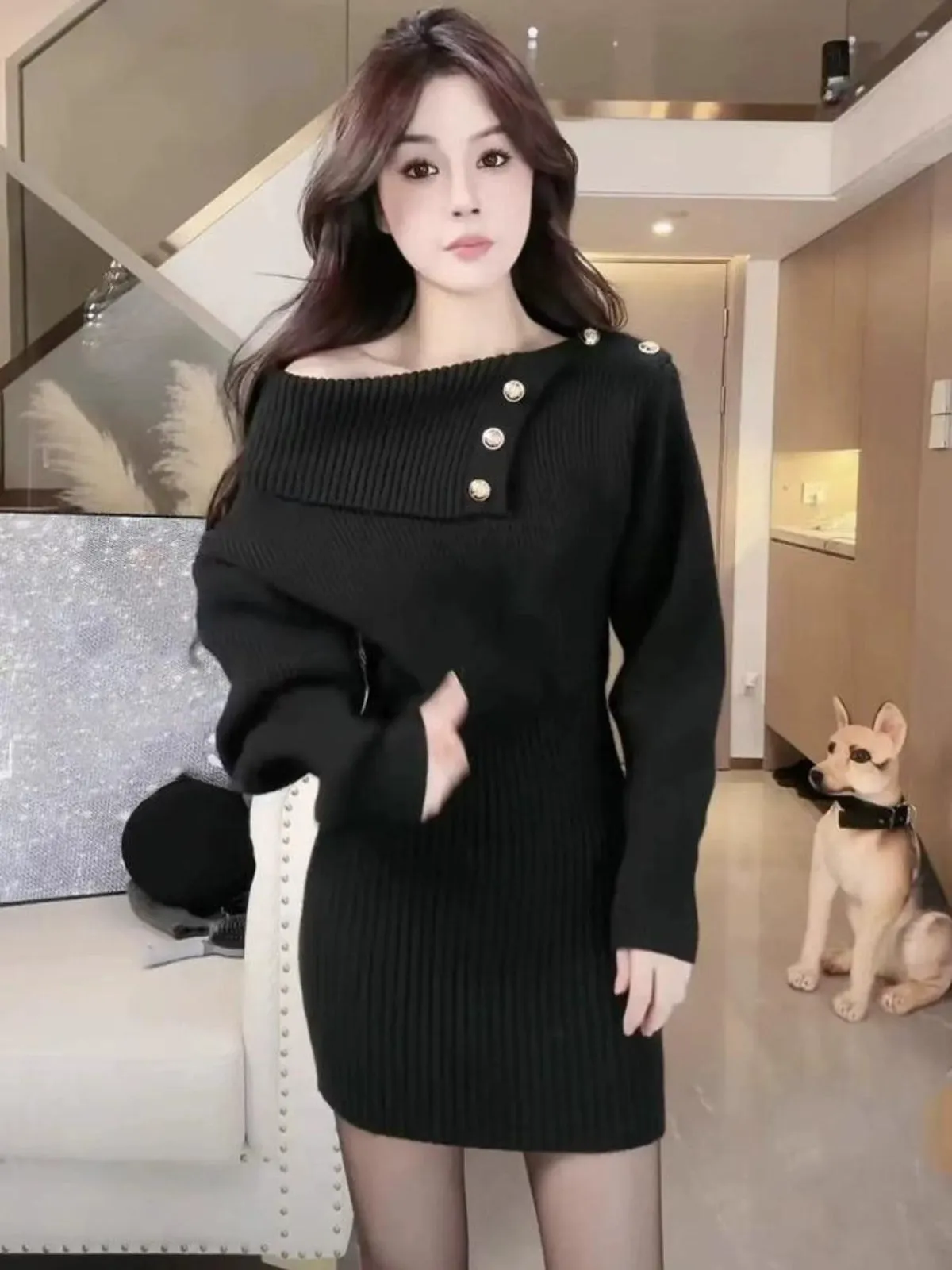 WLS Retro Knitted Sweater Short Skirt