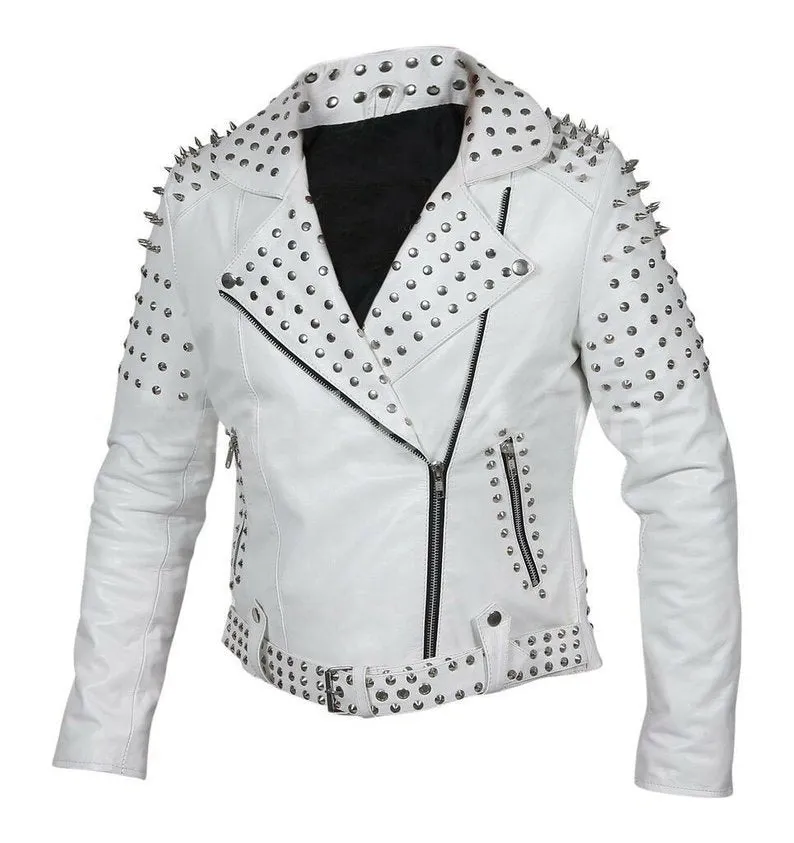 Women Brando Studs Leather Jacket