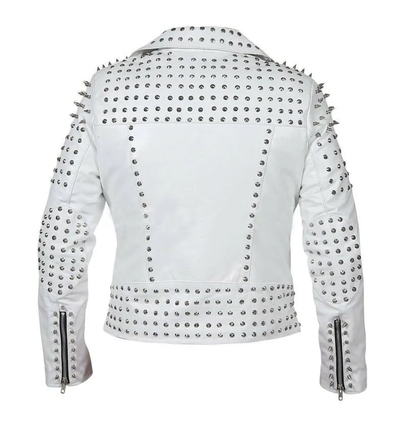 Women Brando Studs Leather Jacket