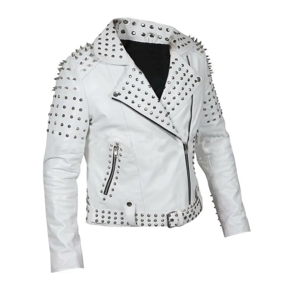 Women Brando Studs Leather Jacket