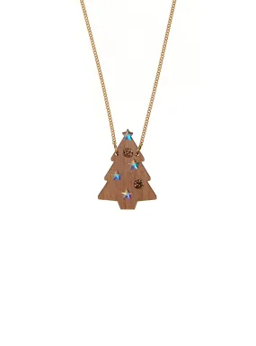 Wooden Christmas Tree Necklace