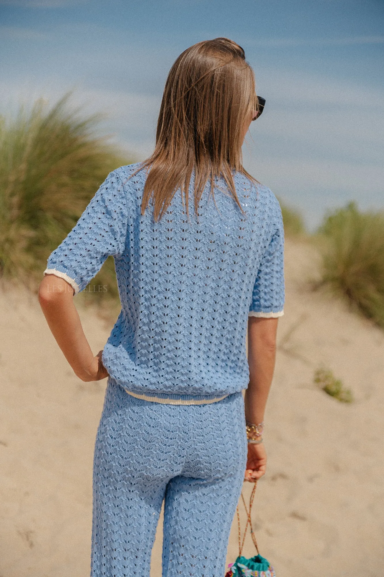 YASJune SS knit top vista blue