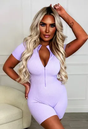 Zip it Lilac Zip Front Athleisure Playsuit